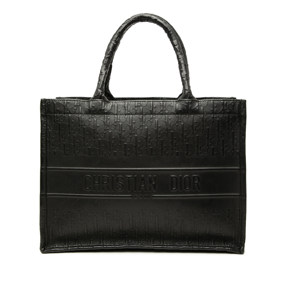 Pre-Loved Dior Medium Oblique Embossed Leather Book Tote